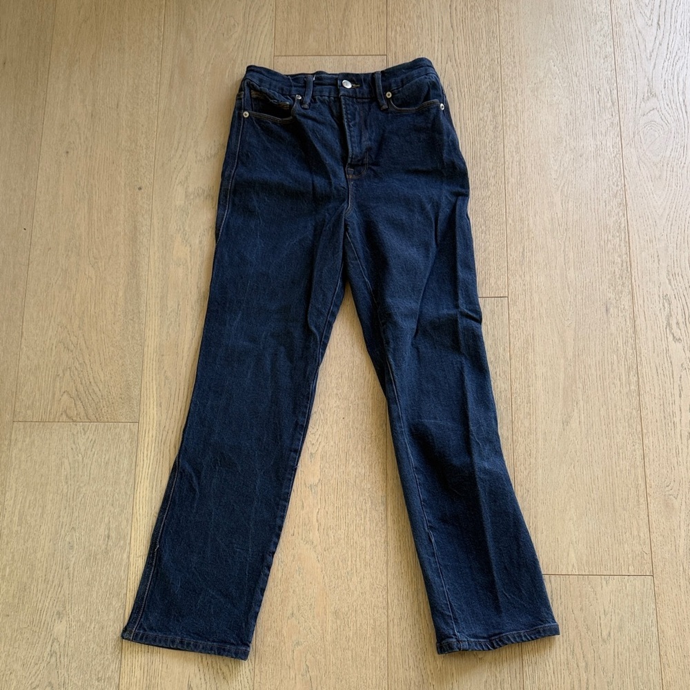 Good American Dark Blue Straight Leg Jeans